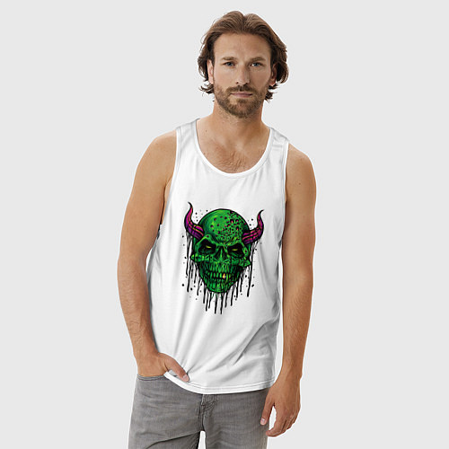 Мужская майка Череп демон / Белый – фото 3