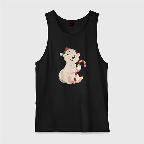 Мужская майка Медвежонок с конфетой / Черный – фото 1