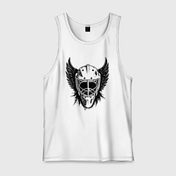 Майка мужская хлопок Крылатая хоккейная маска, цвет: белый