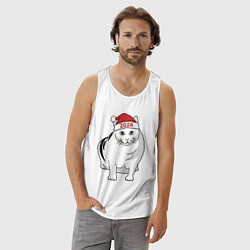 Майка мужская хлопок Мемный кот Бендер - 2026, цвет: белый — фото 2