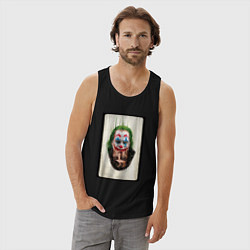 Майка мужская хлопок Джокер - Хоакин Феникс, цвет: черный — фото 2