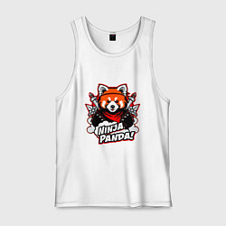Майка мужская хлопок Ниндзя-панда в бою, цвет: белый