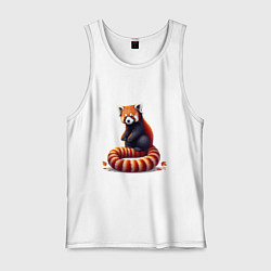 Майка мужская хлопок Милая красная панда осенью, цвет: белый