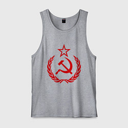 Майка мужская хлопок СССР герб, цвет: меланж