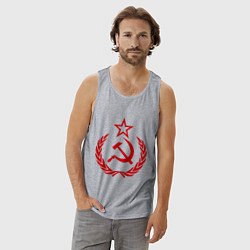 Майка мужская хлопок СССР герб, цвет: меланж — фото 2