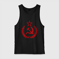 Майка мужская хлопок СССР герб, цвет: черный
