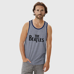 Майка мужская хлопок The Beatles, цвет: синяя тельняшка — фото 2