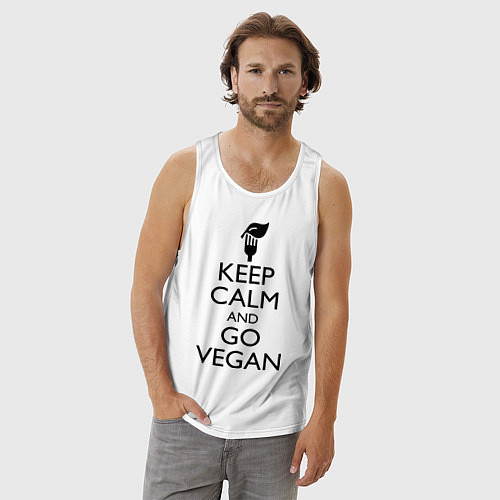 Мужская майка Keep Calm & Go Vegan / Белый – фото 3