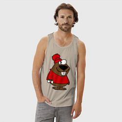 Майка мужская хлопок Бобер, цвет: миндальный — фото 2