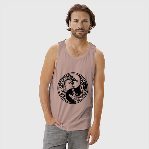 Мужская майка Два дракона Инь Янь / Пыльно-розовый – фото 3