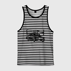 Майка мужская хлопок BMW E34, цвет: черная тельняшка