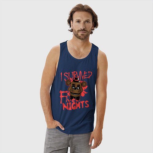Мужская майка I Survived Five Night / Тёмно-синий – фото 3