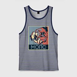 Майка мужская хлопок Мопс, цвет: синяя тельняшка