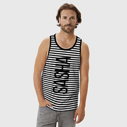 Майка мужская хлопок Саша, цвет: черная тельняшка — фото 2