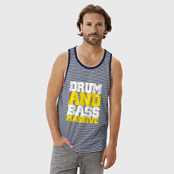 Майка мужская хлопок DRUM AND BASS MASSIVE, цвет: синяя тельняшка — фото 2