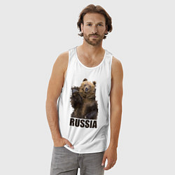 Майка мужская хлопок Russia: Poly Bear, цвет: белый — фото 2
