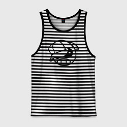 Майка мужская хлопок SUBARY PIG, цвет: черная тельняшка