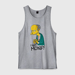 Майка мужская хлопок Mr. Burns: I get money, цвет: меланж