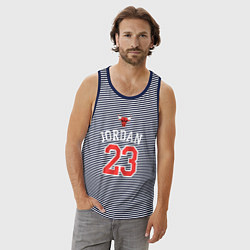Майка мужская хлопок Jordan 23, цвет: синяя тельняшка — фото 2