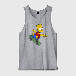 Майка мужская хлопок Барт на скейте, цвет: меланж