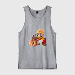 Майка мужская хлопок Super Mario: Builder, цвет: меланж