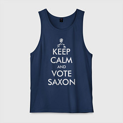 Майка мужская хлопок Keep Calm & Vote Saxon, цвет: тёмно-синий