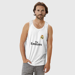 Майка мужская хлопок Real Madrid: Fly Emirates, цвет: белый — фото 2