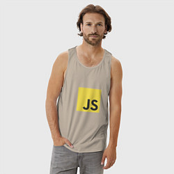Майка мужская хлопок JS return true; (black), цвет: миндальный — фото 2