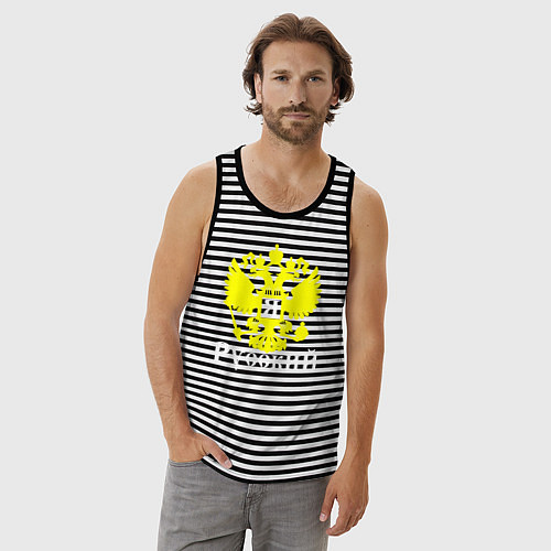 Мужская майка Я Русский / Черная тельняшка – фото 3