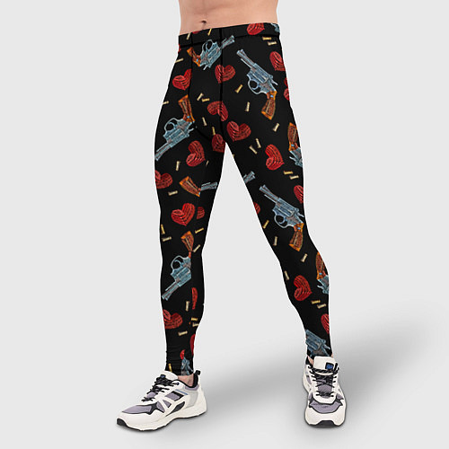 Мужские тайтсы Револьверы и Розы / 3D-принт – фото 3