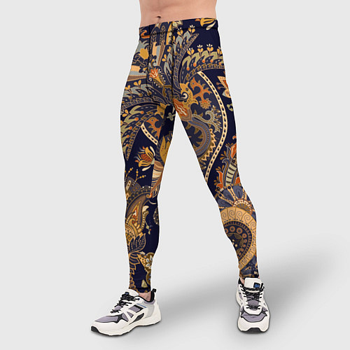 Мужские тайтсы Орнамент пейсли - золотой / 3D-принт – фото 3