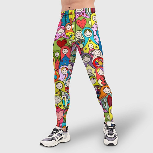 Мужские тайтсы Весёлые матрешки / 3D-принт – фото 3