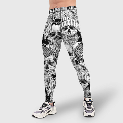 Мужские тайтсы Hipster skulls / 3D-принт – фото 3