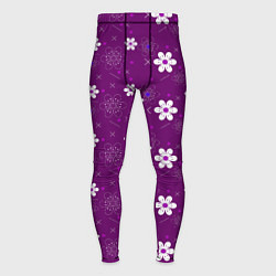 Тайтсы мужские Узор цветы на фиолетовом фоне, цвет: 3D-принт