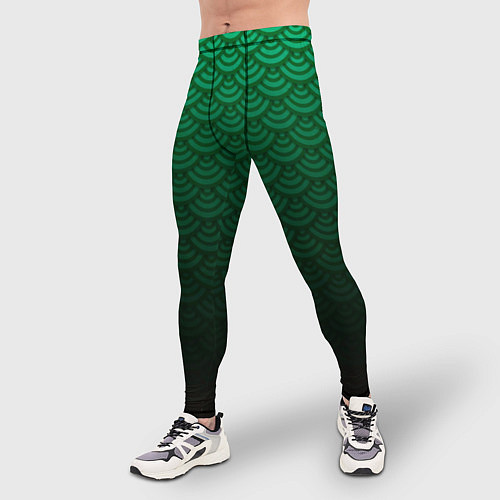 Мужские тайтсы Узор зеленая чешуя дракон / 3D-принт – фото 3