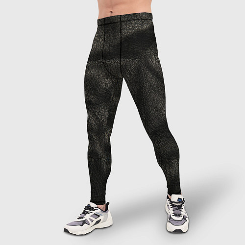 Мужские тайтсы Черная кожа / 3D-принт – фото 3