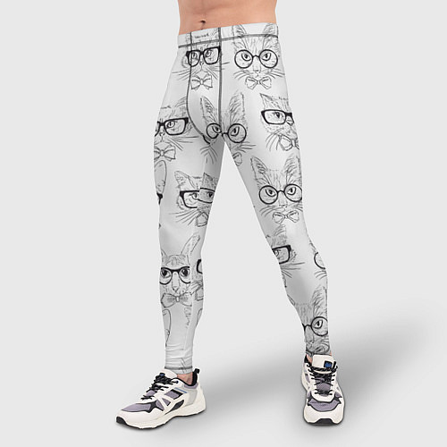 Мужские тайтсы Кошки в очках / 3D-принт – фото 3