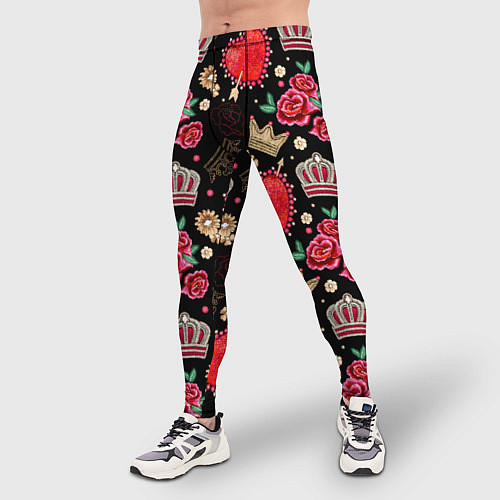 Мужские тайтсы Корона и розы / 3D-принт – фото 3