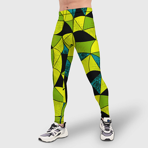 Мужские тайтсы Гранжевый яркий зеленый / 3D-принт – фото 3
