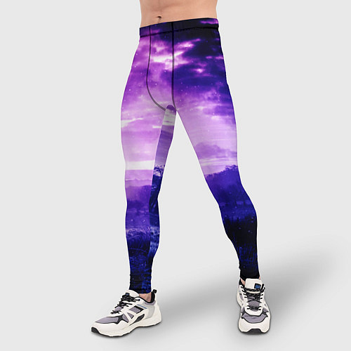 Мужские тайтсы ФИОЛЕТОВЫЙ РАЙ / 3D-принт – фото 3