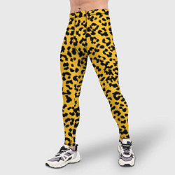 Тайтсы мужские Леопард желтый, цвет: 3D-принт — фото 2
