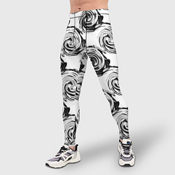 Тайтсы мужские Черно-белый абстрактный узор, цвет: 3D-принт — фото 2