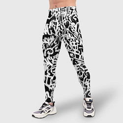 Тайтсы мужские Graffiti white on black, цвет: 3D-принт — фото 2