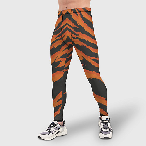 Мужские тайтсы Шкура тигра оранжевая / 3D-принт – фото 3