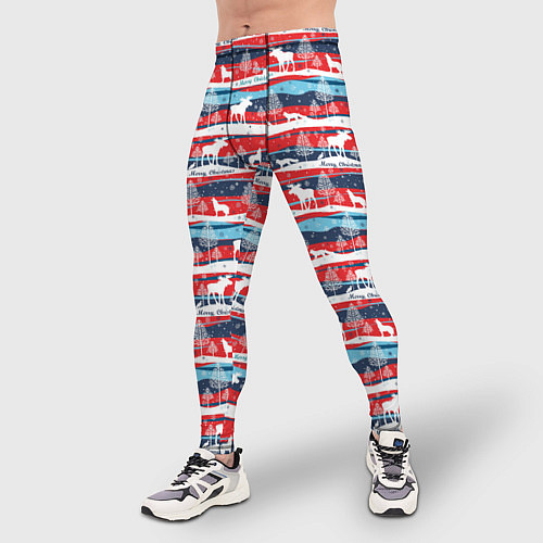 Мужские тайтсы Merry Christmas лесные звери / 3D-принт – фото 3