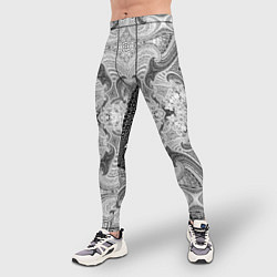 Тайтсы мужские Черно-белый абстрактный узор, цвет: 3D-принт — фото 2
