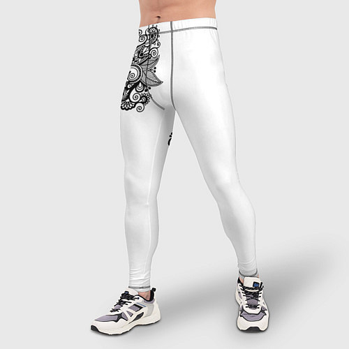 Мужские тайтсы Черно Белые КруЖева / 3D-принт – фото 3