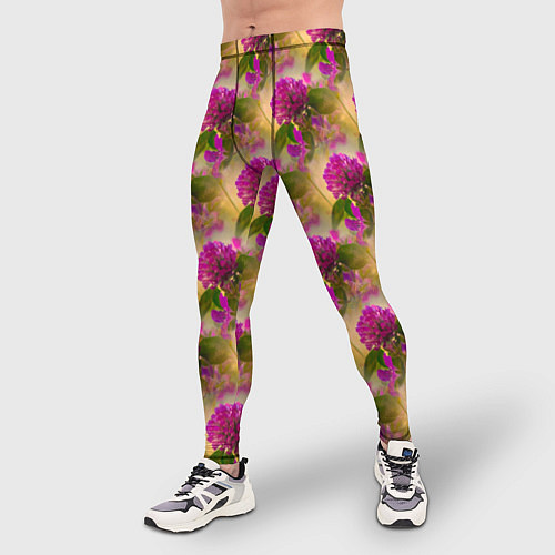 Мужские тайтсы Фиолетовые цветочки 3d / 3D-принт – фото 3
