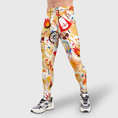 Мужские тайтсы Масленица Паттерн / 3D-принт – фото 3