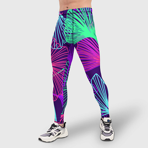 Мужские тайтсы Neon color pattern Fashion 2023 / 3D-принт – фото 3